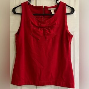 BANANA REPUBLIC Womens Top S Red Bow Sleeveless Zip Tank